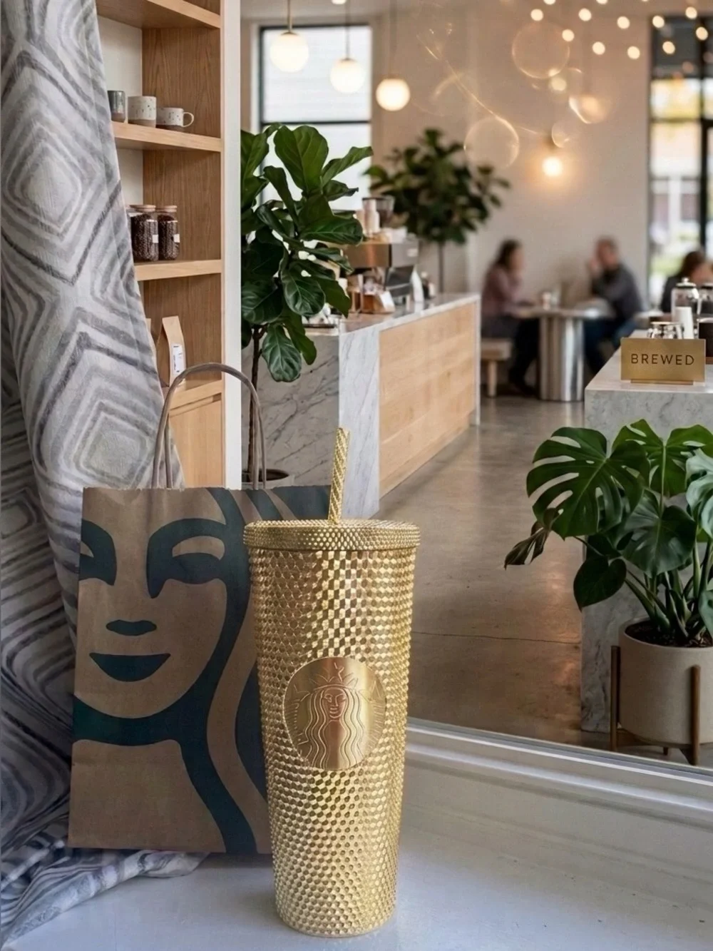 Starbucks Gold Bling Studded Tumbler Venti Cold Cup Gold Chrome Holiday Luxe